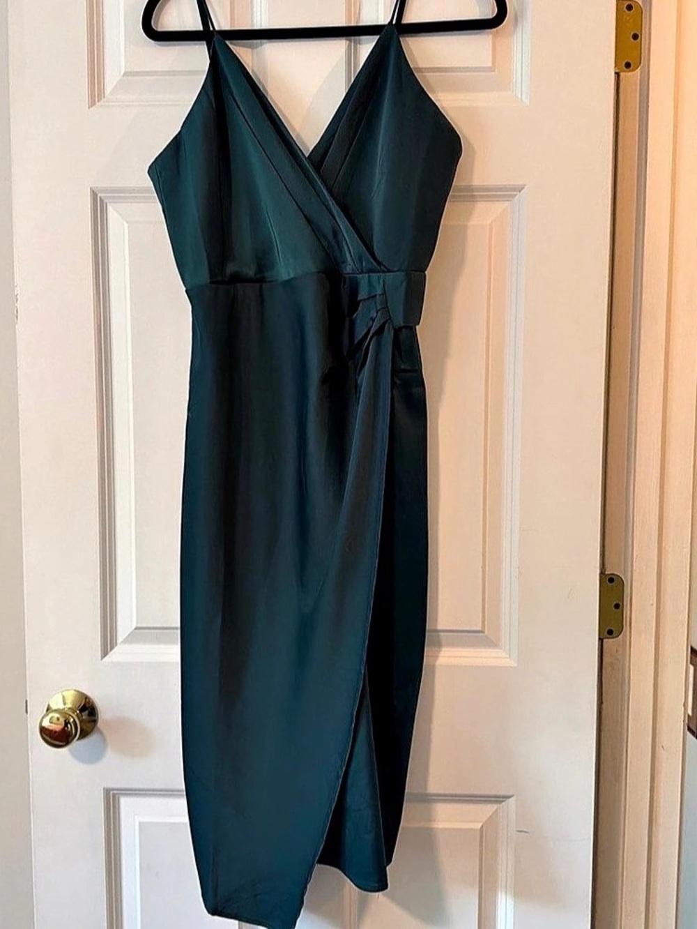 Lulus Joice Forest Green Satin Midi Dress